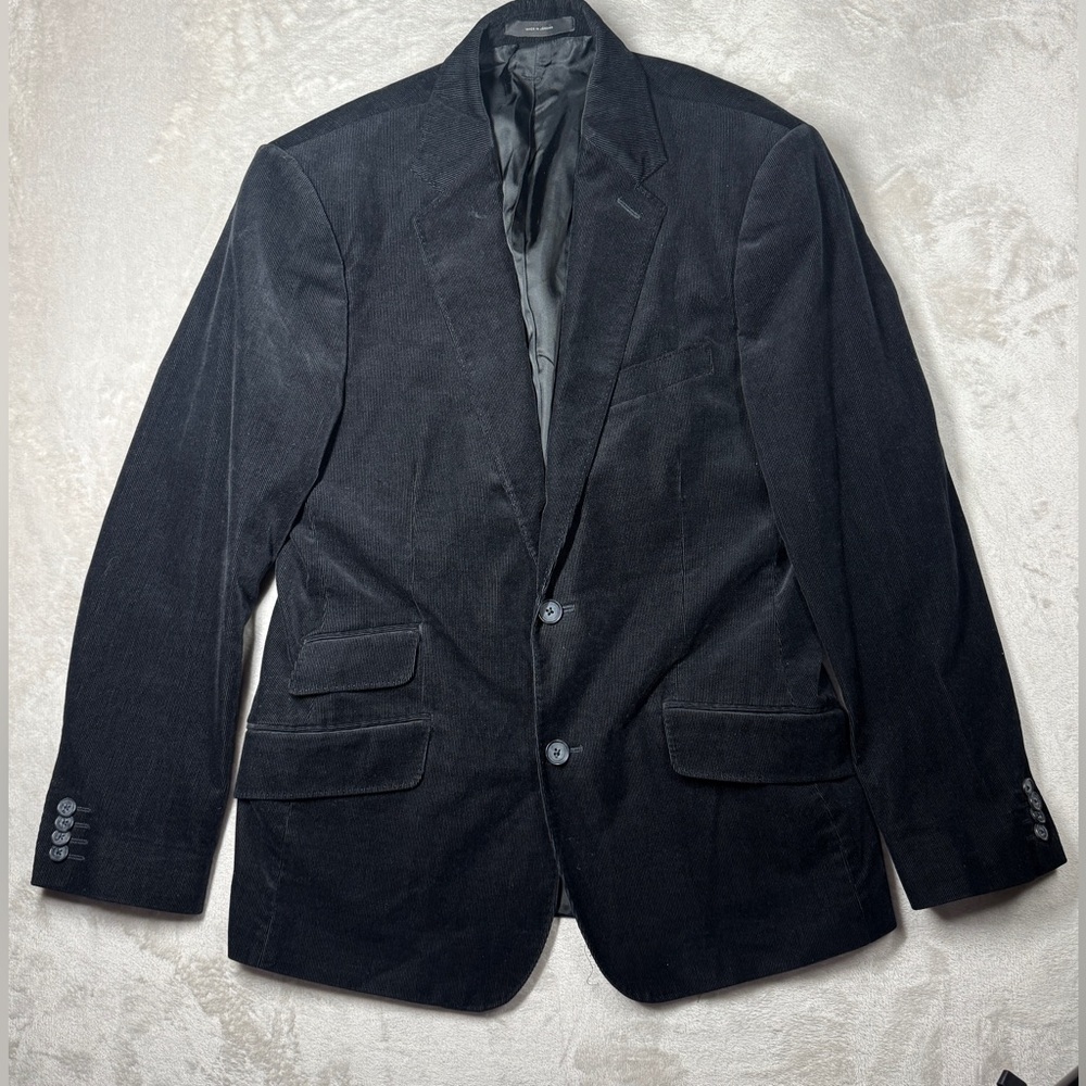 Express Men’s Black Corduroy Button Front Collared Blazer Sports Coat Size 38S